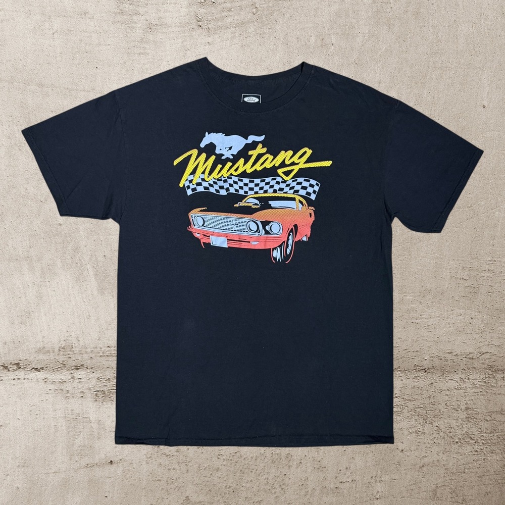 Ford Mustang T-Shirt Mens Large Black Graphic‎ Tee Short Sleeve Official License